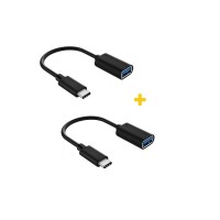 Перехідник OTG USB 2.0 AF to USB-C 0.11m 2PCS black XoKo (XK-AC230-BK2)