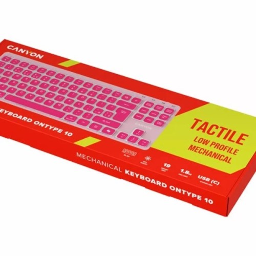 Клавіатура Canyon OnType 10 TKL Mechanical Silent Low-profile USB UA Pink (CNS-HKB10P)
