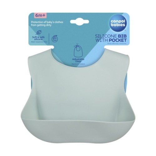 Нагрудничок Canpol babies силіконовий з кишенькою, зелений (51/030_gre)