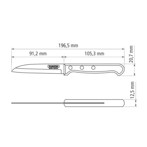 Кухонний ніж Tramontina Polywood Vegetable 76 мм Червоне Дерево (21121/173)