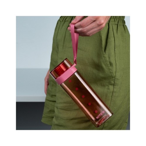 Поїльник-непроливайка Kite квадратна, 550 мл, рожева (K24-1209-3)