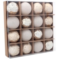 Ялинкова іграшка Chomik пластикові кульки компл. 16 шт, 6см, шампань (5900779853140_1)