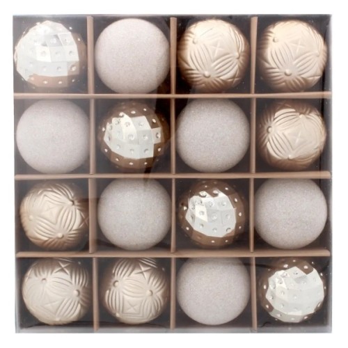 Ялинкова іграшка Chomik пластикові кульки компл. 16 шт, 6см, шампань (5900779853140_1)