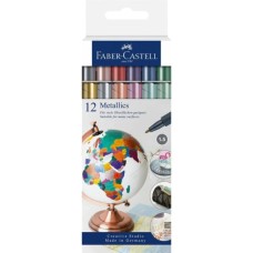 Набір маркерів Faber-Castell тонких металіків для декорування Metallics Marker M (1,5 мм) 12 кольорів (32019)