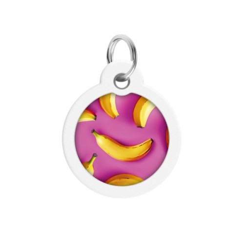 Адресник для тварин WAUDOG Smart ID з QR паспортом "Банани на рожевому", коло 30 мм (230-4055)