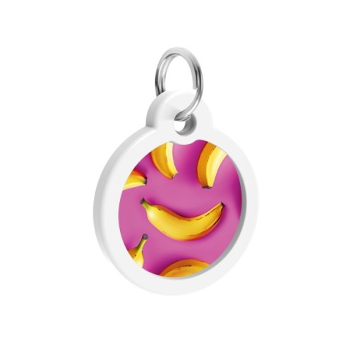 Адресник для тварин WAUDOG Smart ID з QR паспортом "Банани на рожевому", коло 30 мм (230-4055)