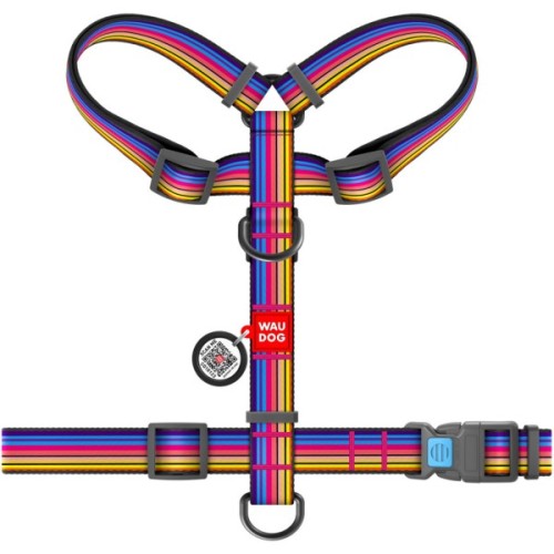 Шлея для собак WAUDOG Nylon з QR паспортом анатомічна H-подібна "Лінія 1" L (5567)
