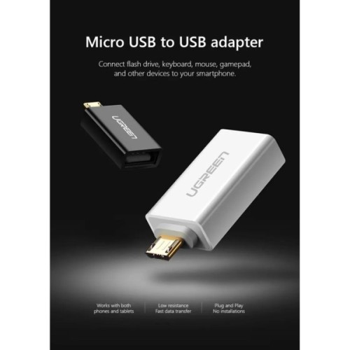 Перехідник OTG USB 2.0 AF to Micro 5P US195 white Ugreen (30529)