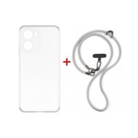 Чохол до мобільного телефона Dengos Case + Cross-body Strap Motorola G06/G06 Power Clear+Grey (DG-KM-CCRB-29)