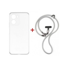 Чохол до мобільного телефона Dengos Case + Cross-body Strap Motorola G06/G06 Power Clear+Grey (DG-KM-CCRB-29)