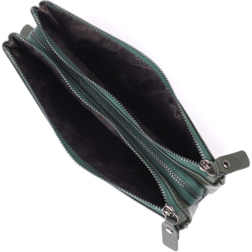 Гаманець ST Leather Шкіряний на три відділення Зелений (23110)
