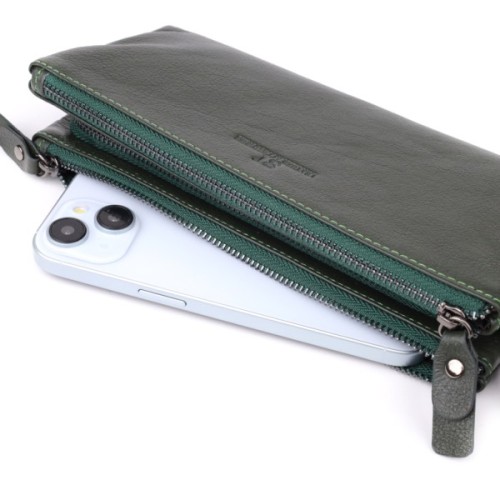 Гаманець ST Leather Шкіряний на три відділення Зелений (23110)
