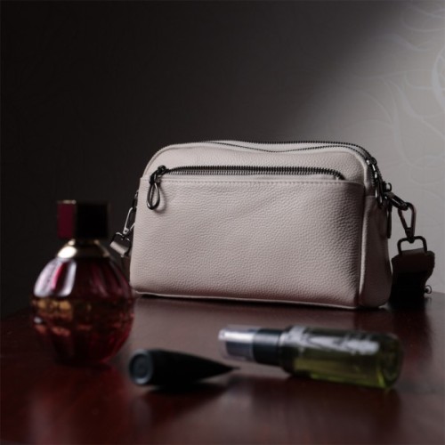 Сумка Vintage Жіноча прямокутна з кишенями з натуральної шкіри Біла (22598)