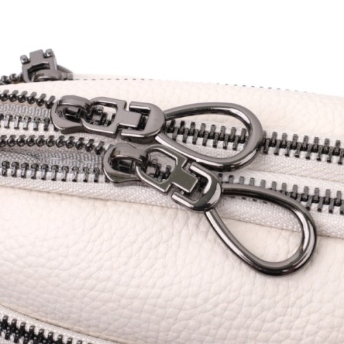 Сумка Vintage Жіноча прямокутна з кишенями з натуральної шкіри Біла (22598)