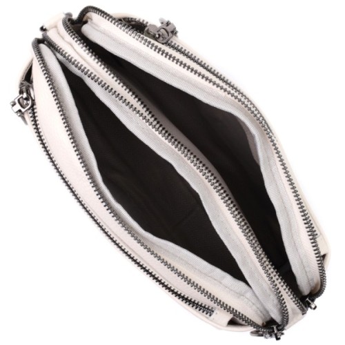 Сумка Vintage Жіноча прямокутна з кишенями з натуральної шкіри Біла (22598)