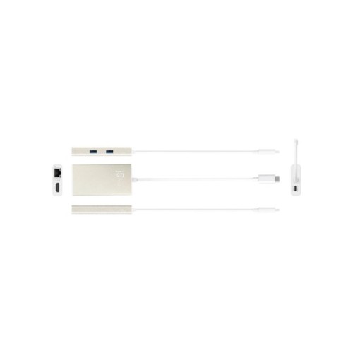 Концентратор J5create USB-C 5-in-1 2xUSB 3.0 + HDMI 4K + USB-C PD + RJ45 1000Mbps gray (JCA374-N)