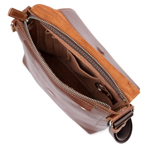 Сумка Grande Pelle Шкіряна чоловіча через плече Коричнева (11567)