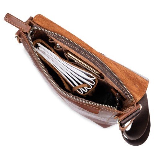 Сумка Grande Pelle Шкіряна чоловіча через плече Коричнева (11567)