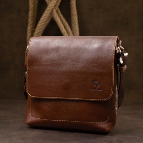 Сумка Grande Pelle Шкіряна чоловіча через плече Коричнева (11567)