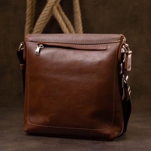 Сумка Grande Pelle Шкіряна чоловіча через плече Коричнева (11567)