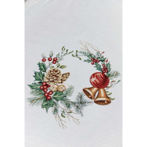 Скатертина Прованс гобеленова з велюром Зимове місто 135х140 см (4823093450455)