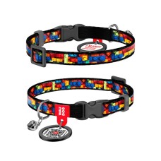 Нашийник для тварин WAUDOG Nylon з QR паспортом "Блоки" пластиковий фастекс XS 20-30 см (279-4056)