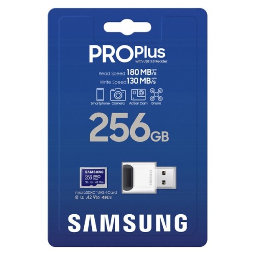 Карта пам'яті Samsung 256GB microSDXC class 10 UHS-I U3 V30 Pro Plus (MB-MD256SB/WW)