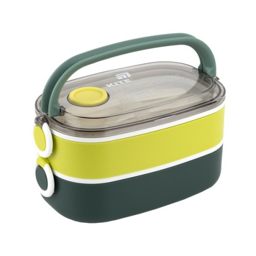 Ланч-бокс Kite подвійний з наповненням 1600 мл, зелений (K25-1181-3)