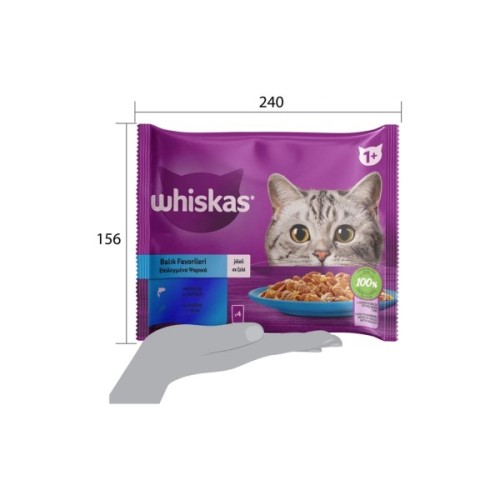 Вологий корм для кішок Whiskas тунець, лосось в желе 4х85 г (8410136025433)
