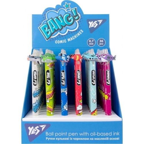 Ручка кулькова Yes Comic machines автоматична 0,7 мм синя (412004)