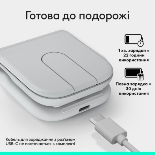 Мишка Logitech Mobi Fold Bluetooth Off-White (910-007631)