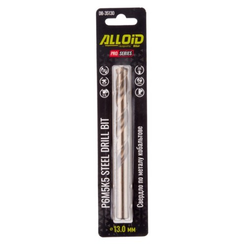Свердло Alloid Pro, по металу, кобальтове, 13.0мм, Р6М5К5 (DB-35130)