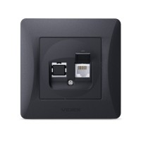 Комп'ютерна розетка Videx BINERA CAT6 одинарна черн (VF-BNSK1PC6-BG)