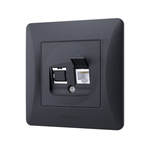 Комп'ютерна розетка Videx BINERA CAT6 одинарна черн (VF-BNSK1PC6-BG)
