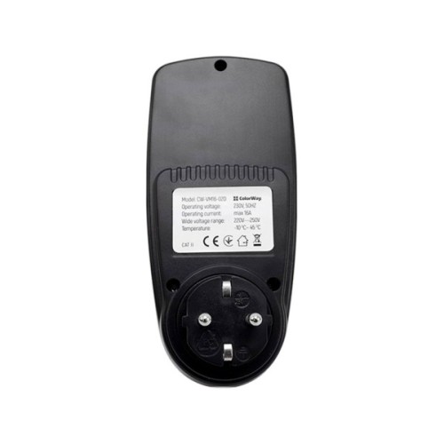Ватметр ColorWay цифровий 16A/3680W, black (CW-VM16-02D)