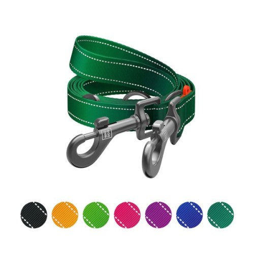 Повідець для собак WAUDOG Nylon Mono світловідбивний М зелений (464818)