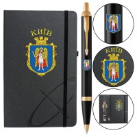 Ручка кулькова Parker IM 17 CITY Black GT BP Герб Києва + блокнот Parker + подар.упак. GIFT24 (22032b24_C0010u)