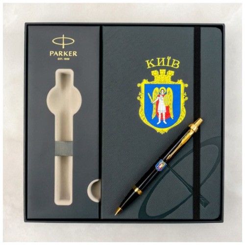 Ручка кулькова Parker IM 17 CITY Black GT BP Герб Києва + блокнот Parker + подар.упак. GIFT24 (22032b24_C0010u)