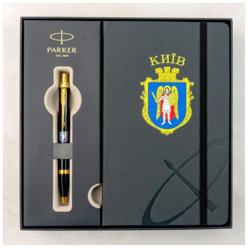 Ручка кулькова Parker IM 17 CITY Black GT BP Герб Києва + блокнот Parker + подар.упак. GIFT24 (22032b24_C0010u)