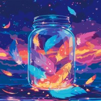 Картина по номерам Santi Магічне піря 40х40 см LED підсвіт (956543)