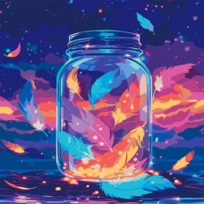 Картина по номерам Santi Магічне піря 40х40 см LED підсвіт (956543)