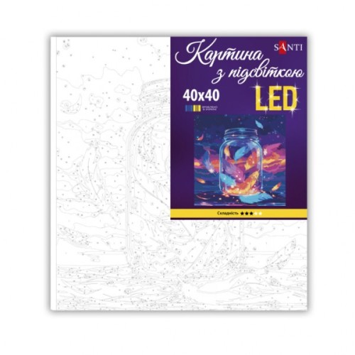 Картина по номерам Santi Магічне піря 40х40 см LED підсвіт (956543)