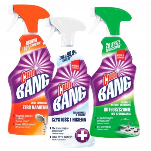 Спрей для чищення ванн Cillit Bang Антиплями + Гігієна 750 мл (5011417561706/5900627042542)