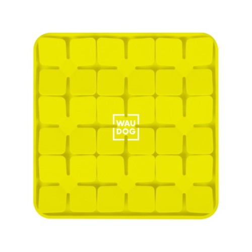 Універсальний посуд для тварин WAUDOG Silicone Килимок для пошуку корму 20х20х1.7 см жовтий (23518)