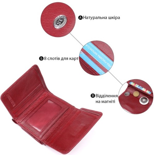 Гаманець ST Leather З натуральної шкіри Бордовий (23073)