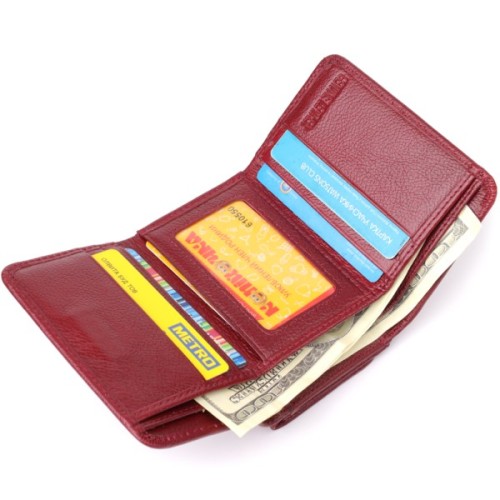 Гаманець ST Leather З натуральної шкіри Бордовий (23073)