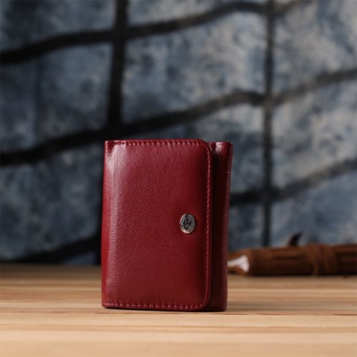 Гаманець ST Leather З натуральної шкіри Бордовий (23073)