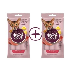 Ласощі для котів Delickcious Кремові курка з додаванням ананасу 1+1 (4820269148017)