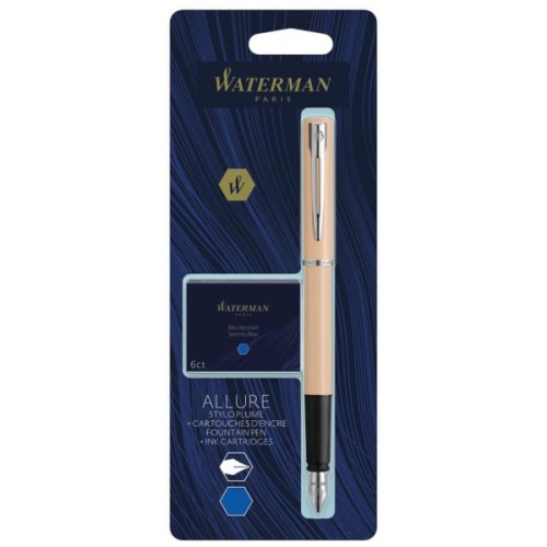 Ручка пір'яна Waterman ALLURE Pastel Orange CT  FP F + Картриджі Mini блістер (13 320b2)
