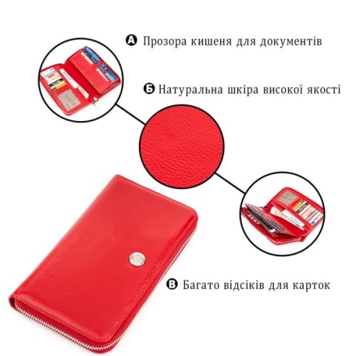 Гаманець Karya Шкіряний Червоний (17073)
